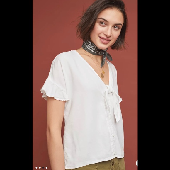 Anthropologie Cloth & Stone Tie-Front Blouse - Picture 2 of 7